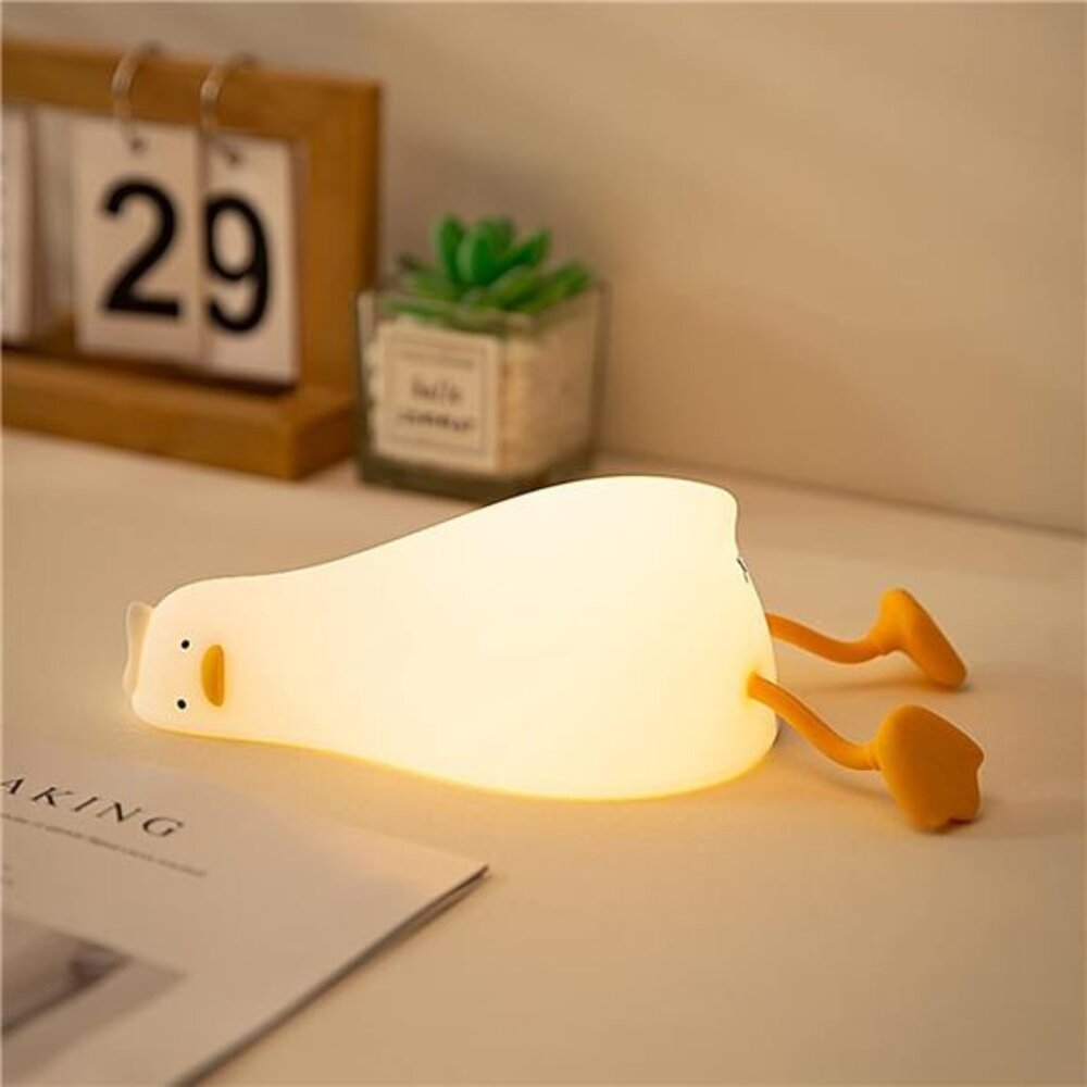 Benson Lying Flat Duck Night Light, LED Squishy Duck Lamp, Cute Light Up